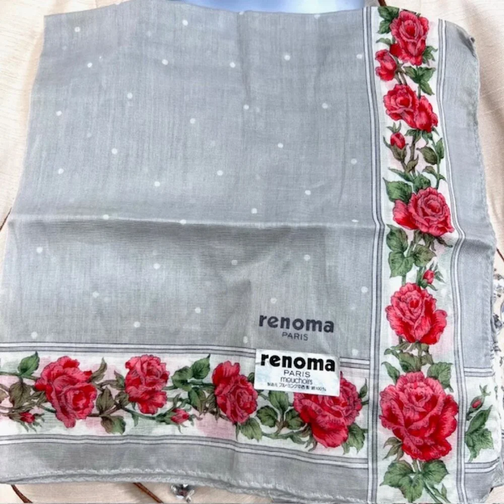 New Set of 2 RENOMA Paris Handkerchief , coton 17